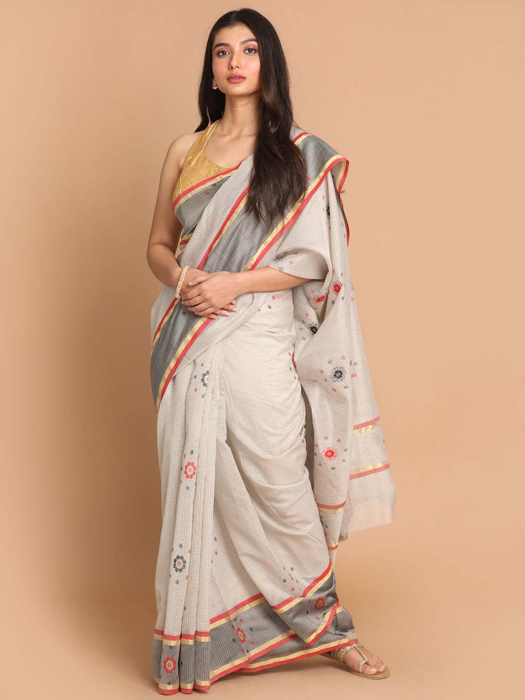 Indethnic Chanderi Handloom Silk Cotton Saree - View 1