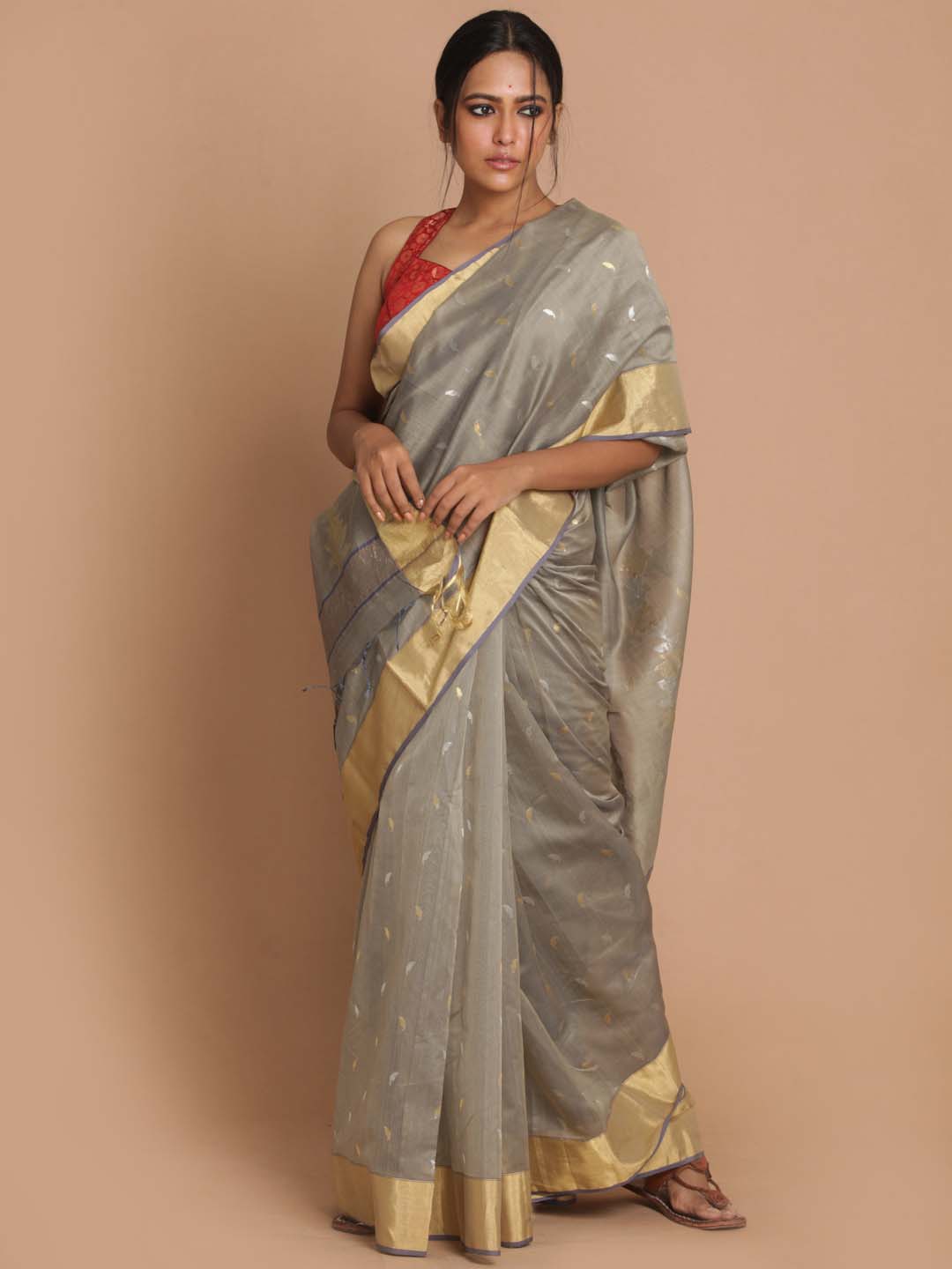 Indethnic Chanderi Handloom Silk Cotton Saree - View 1