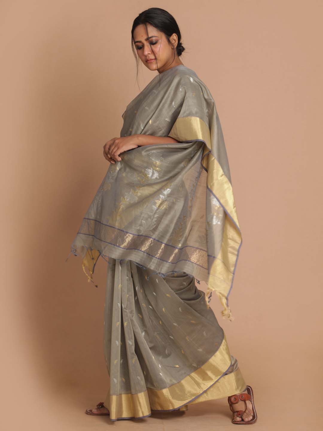 Indethnic Chanderi Handloom Silk Cotton Saree - View 2