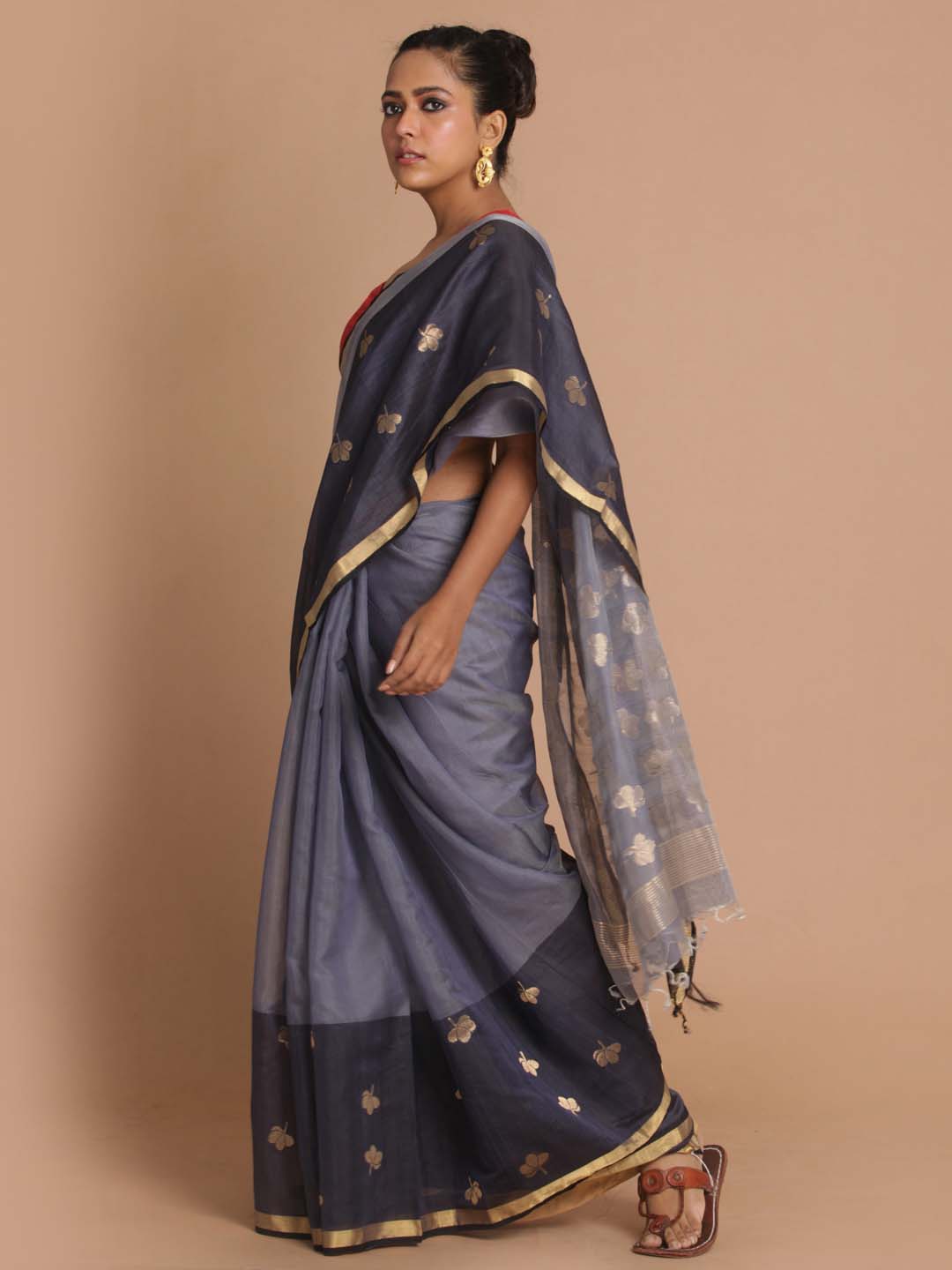 Indethnic Chanderi Handloom Silk Cotton Saree - View 2