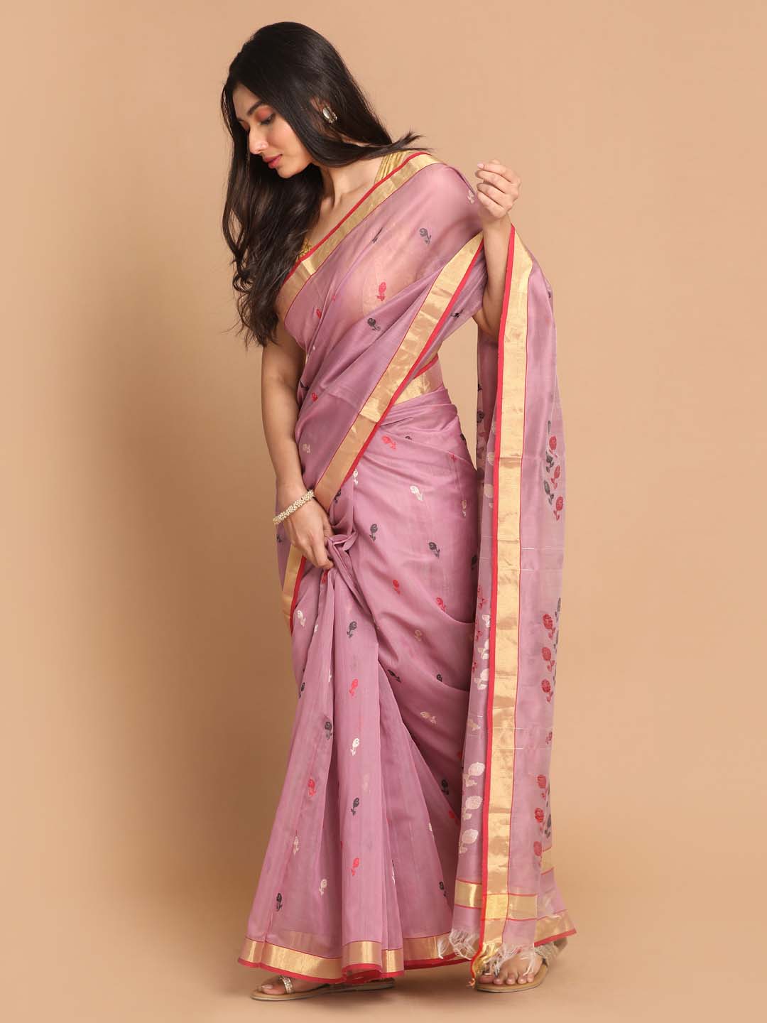 Indethnic Chanderi Handloom Silk Cotton Saree - View 3