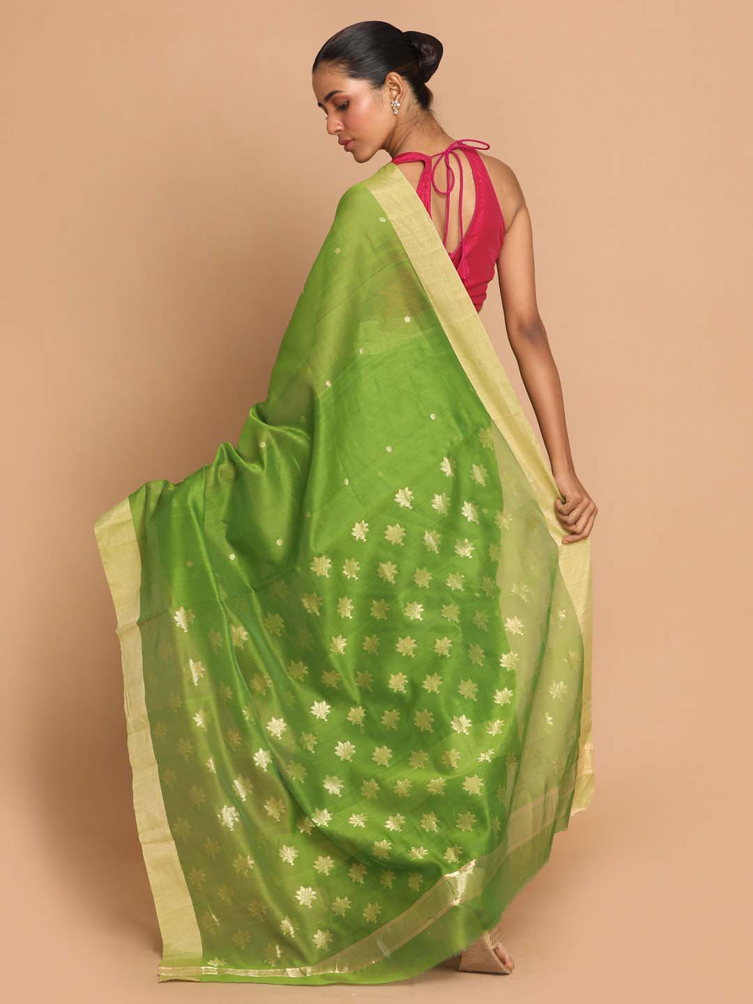 Indethnic Chanderi Handloom Silk Cotton Saree - View 3