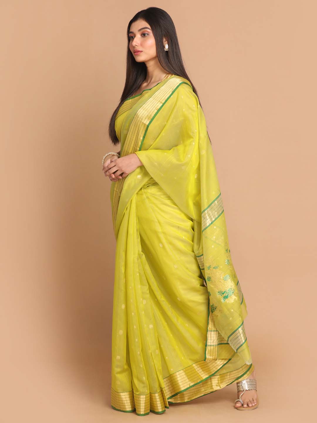 Indethnic Chanderi Handloom Silk Cotton Saree - View 2