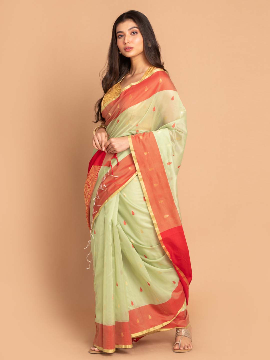 Indethnic Chanderi Handloom Silk Cotton Saree - View 2