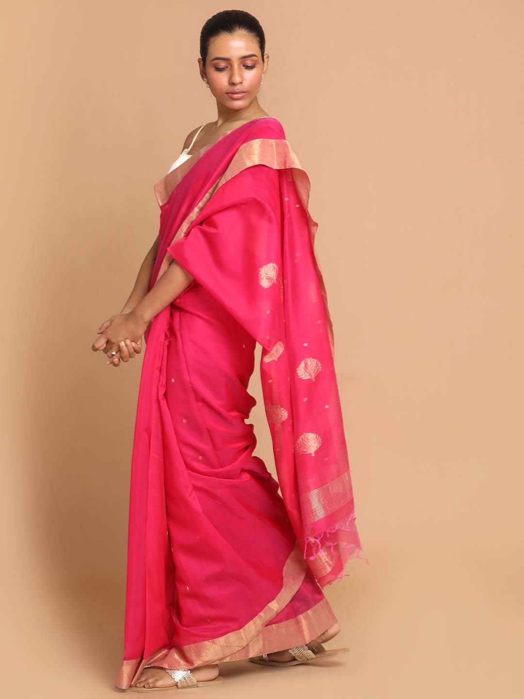 Indethnic Chanderi Handloom Silk Cotton Saree - View 2