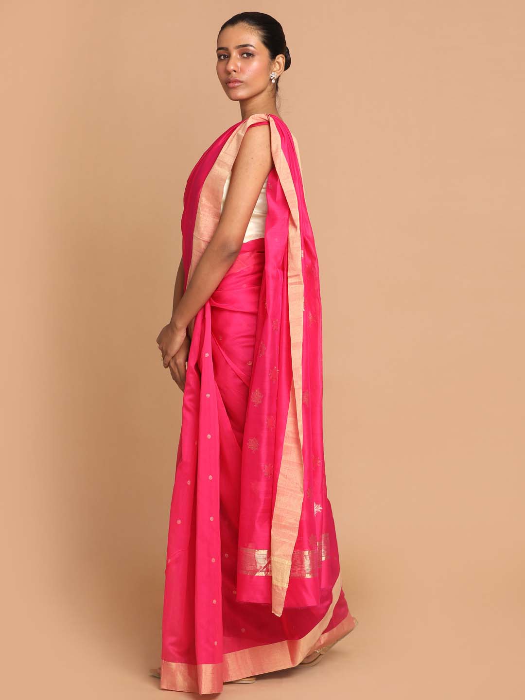 Indethnic Chanderi Handloom Silk Cotton Saree - View 2