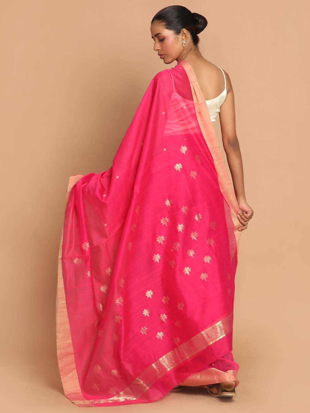 Indethnic Chanderi Handloom Silk Cotton Saree - View 3