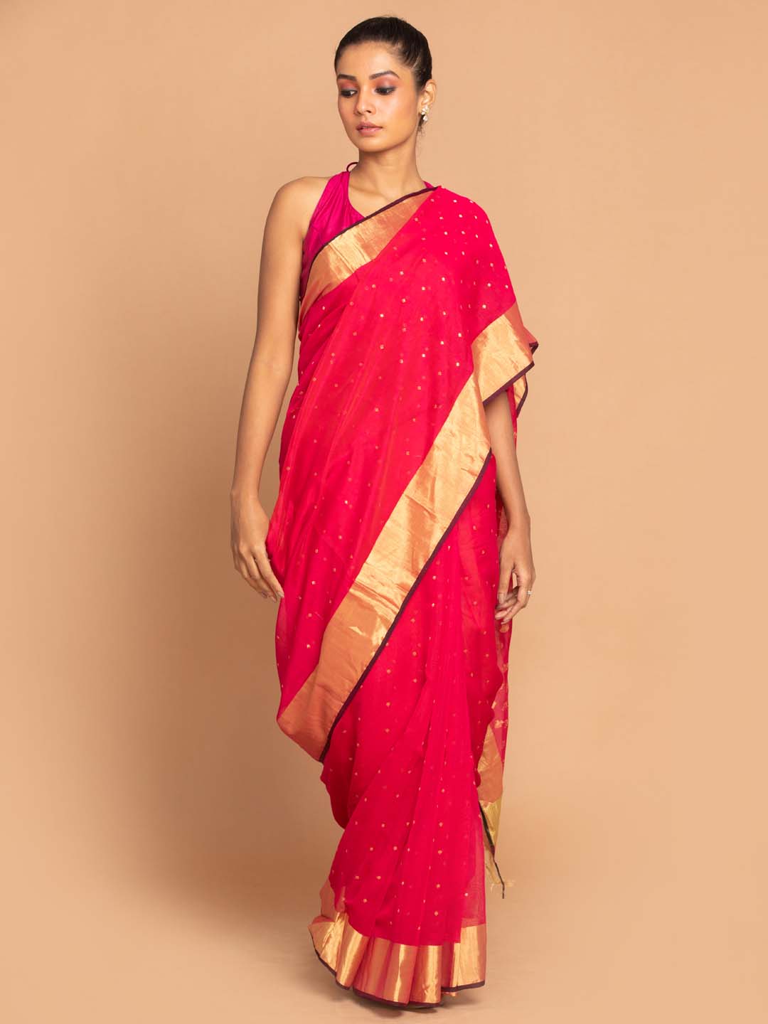 Indethnic Chanderi Handloom Silk Cotton Saree - View 1