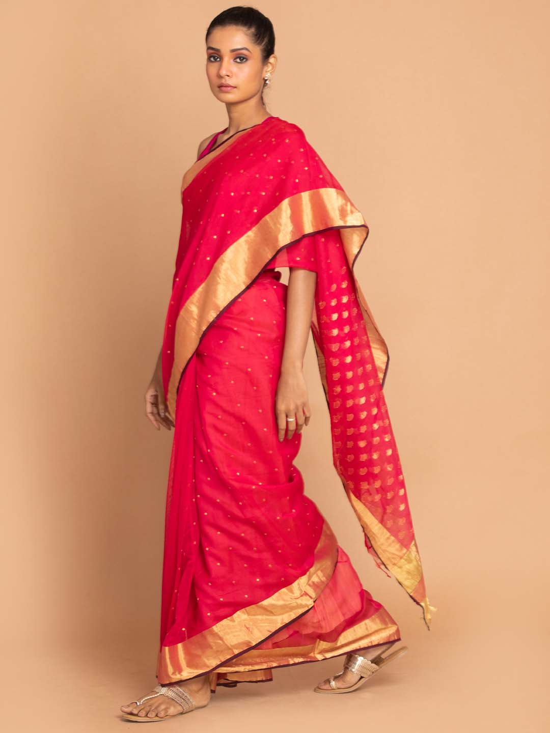 Indethnic Chanderi Handloom Silk Cotton Saree - View 2