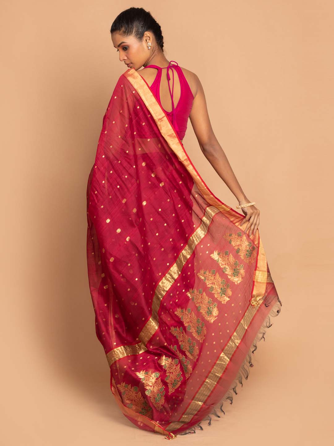 Indethnic Chanderi Handloom Silk Cotton Saree - View 3