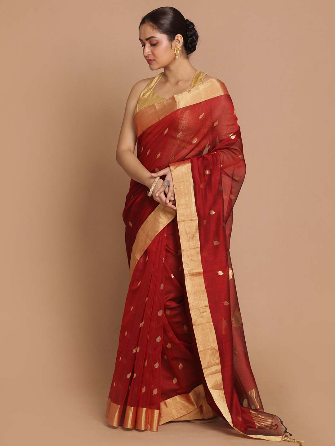 Indethnic Chanderi Handloom Silk Cotton Saree - View 2