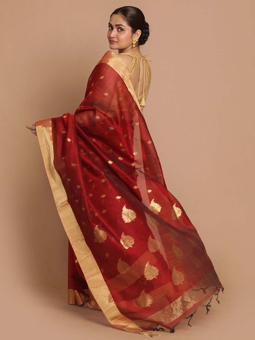 Indethnic Chanderi Handloom Silk Cotton Saree - View 3