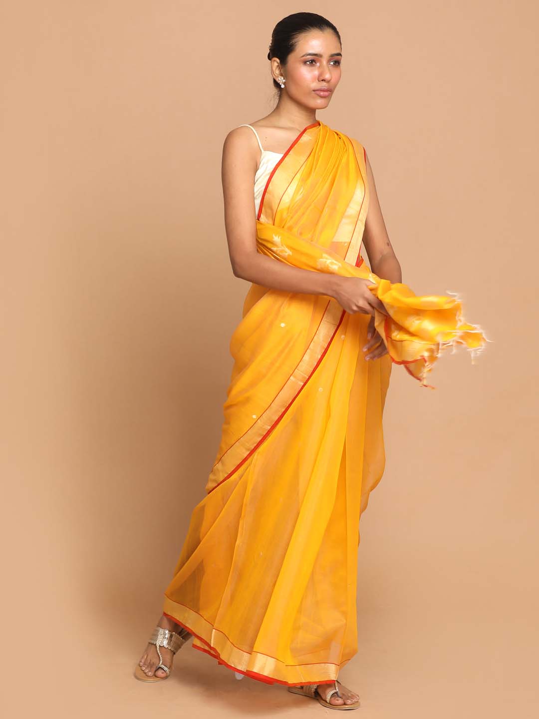 Indethnic Chanderi Handloom Silk Cotton Saree - View 1