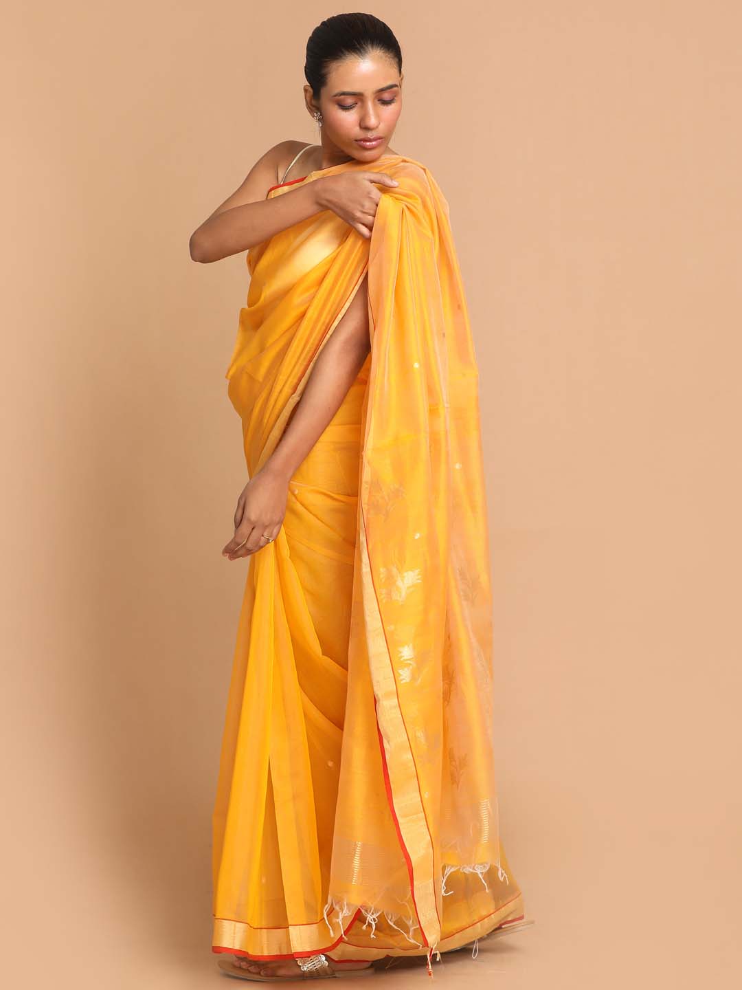 Indethnic Chanderi Handloom Silk Cotton Saree - View 2