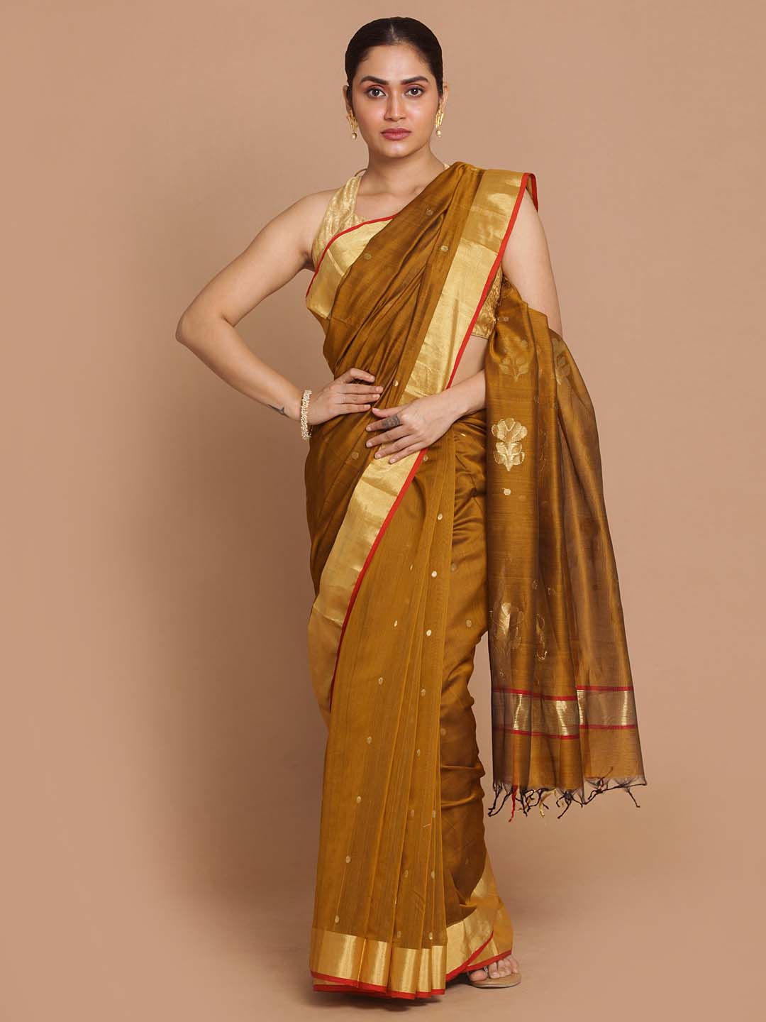 Indethnic Chanderi Handloom Silk Cotton Saree - View 1