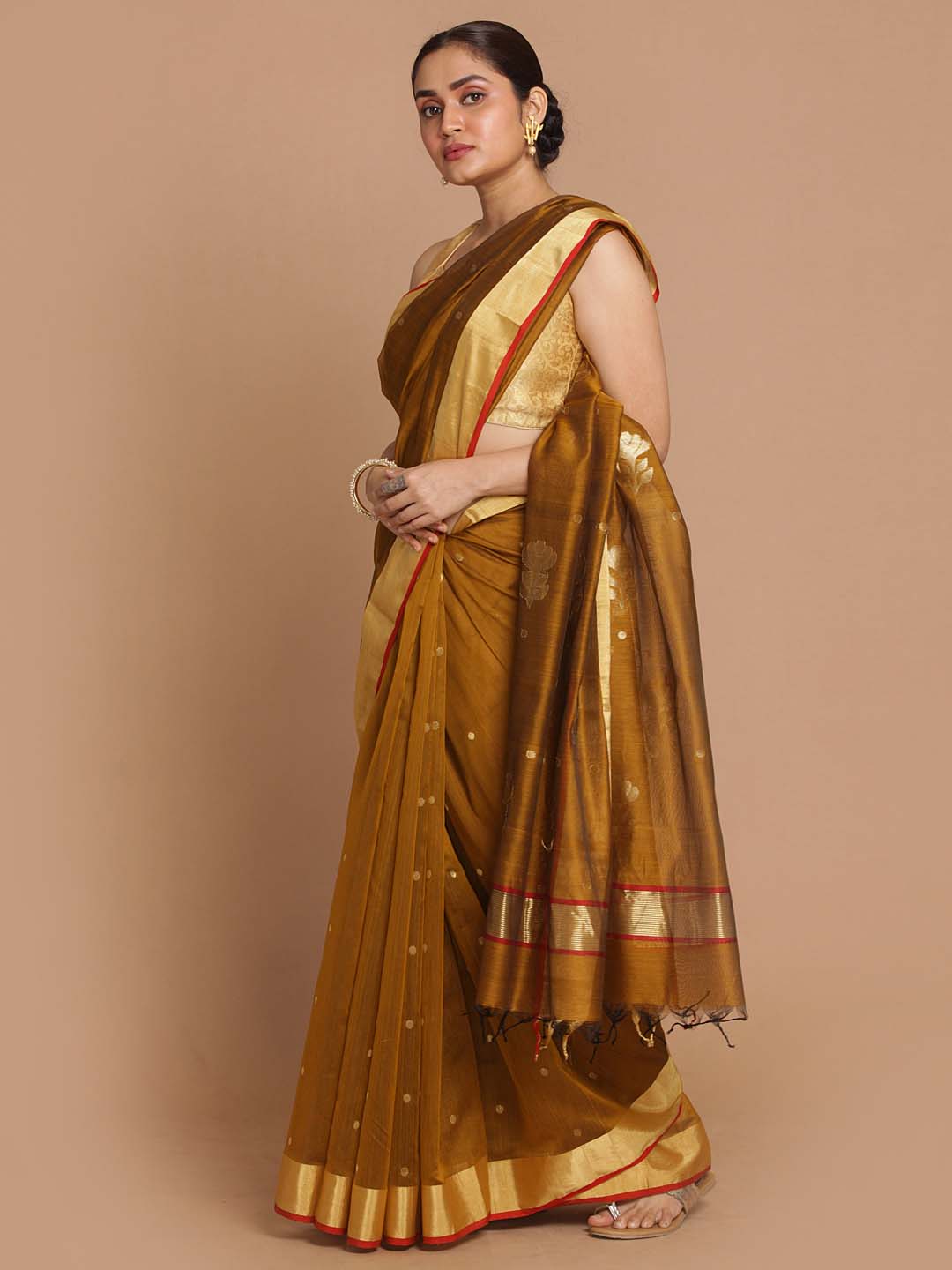 Indethnic Chanderi Handloom Silk Cotton Saree - View 2