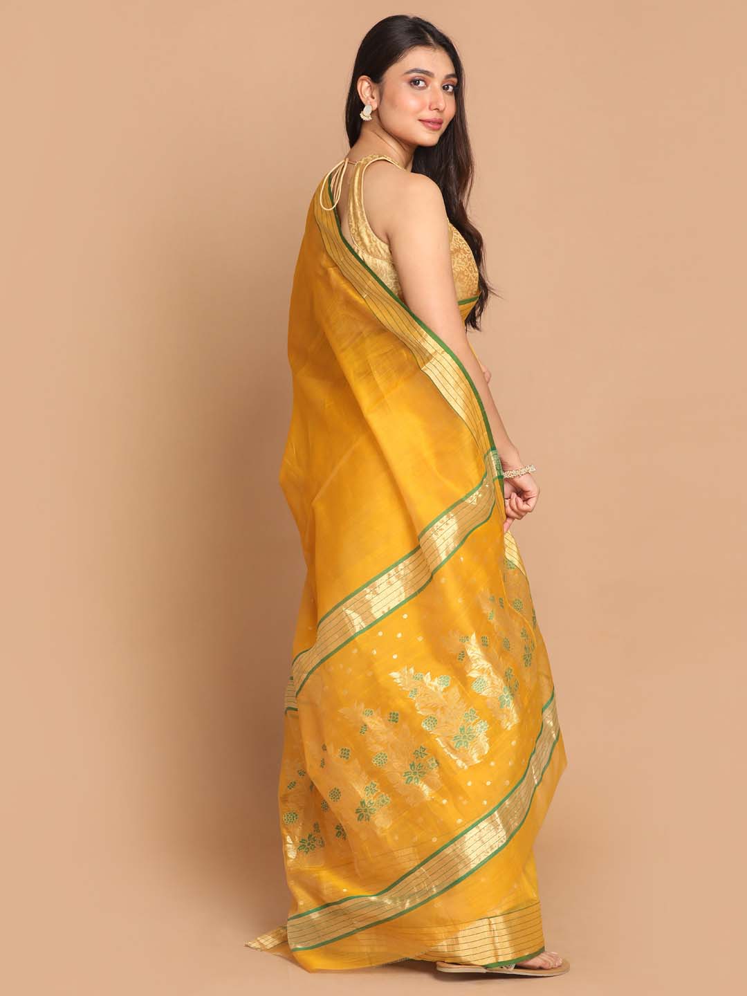 Indethnic Chanderi Handloom Silk Cotton Saree - View 3