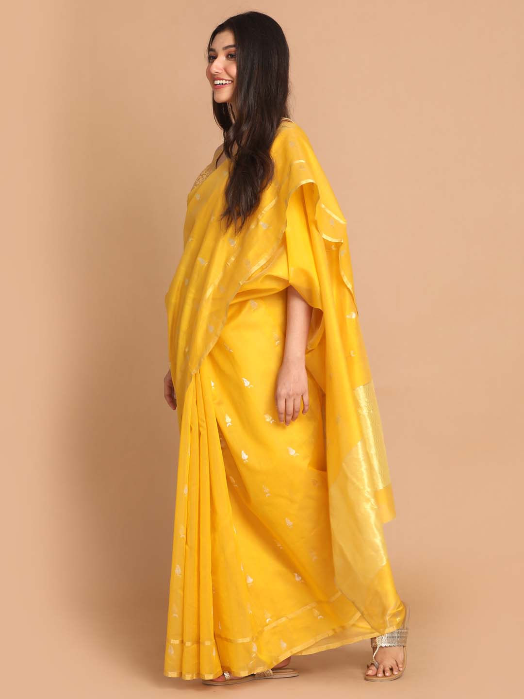 Indethnic Chanderi Handloom Silk Cotton Saree - View 2