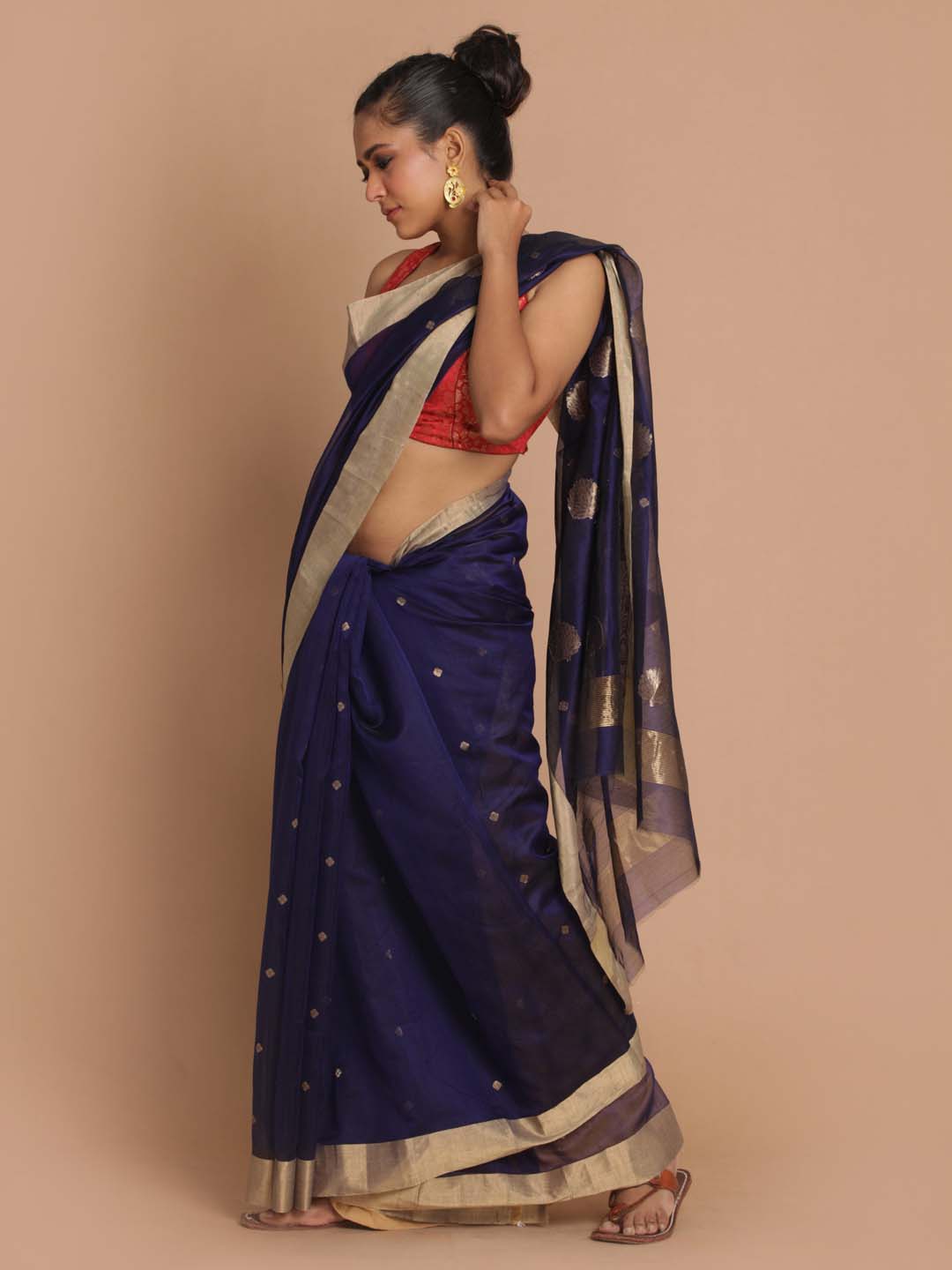 Indethnic Chanderi Handloom Silk Cotton Saree - View 2