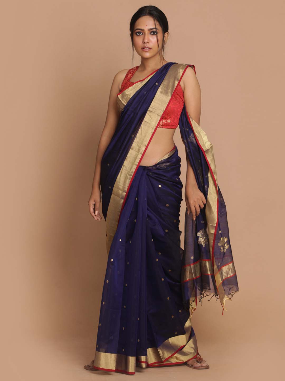 Indethnic Chanderi Handloom Silk Cotton Saree - View 1