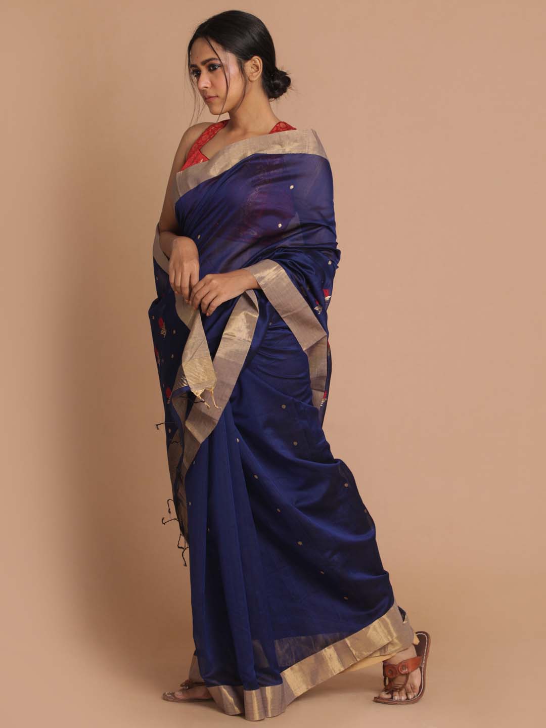 Indethnic Chanderi Handloom Silk Cotton Saree - View 2