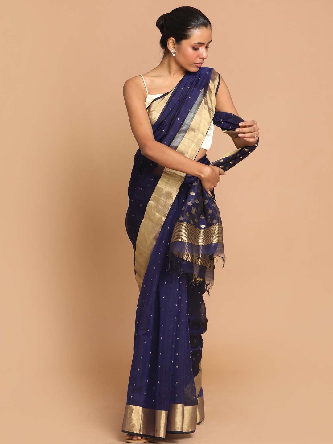 Indethnic Chanderi Handloom Silk Cotton Saree - View 1