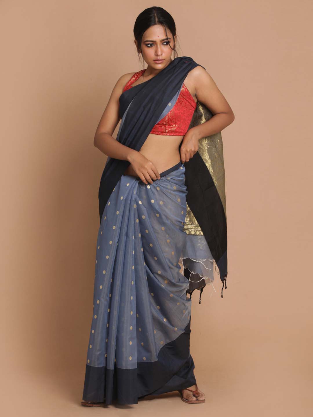 Indethnic Chanderi Handloom Silk Cotton Saree - View 1