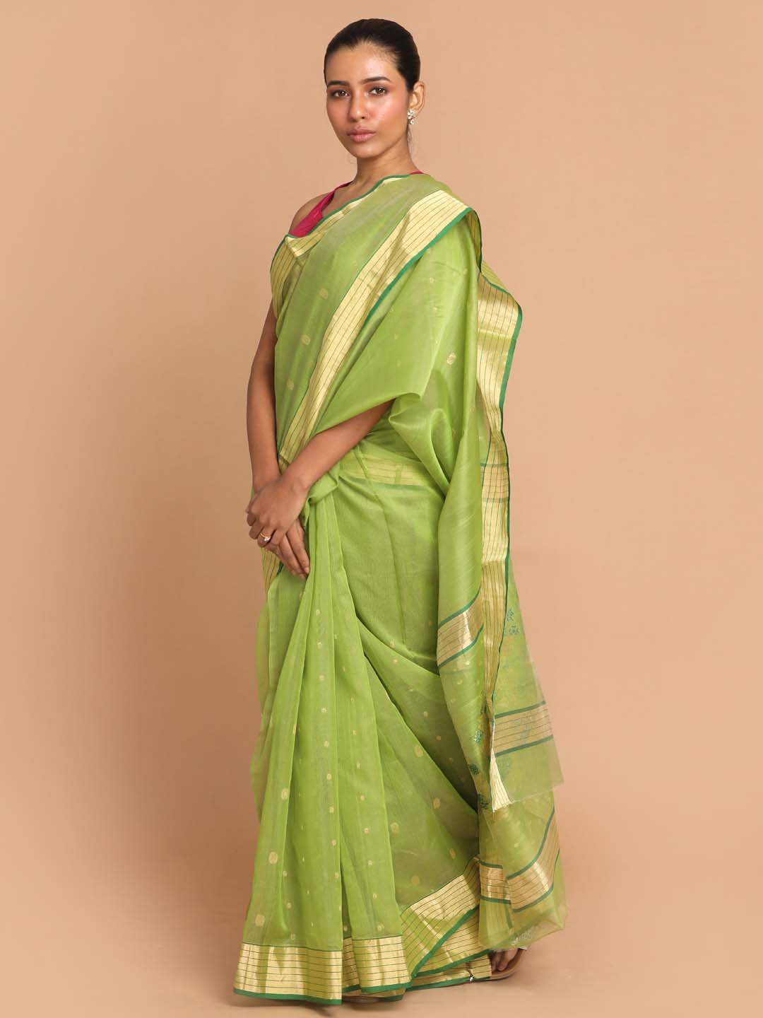 Indethnic Chanderi Handloom Silk Cotton Saree - View 2