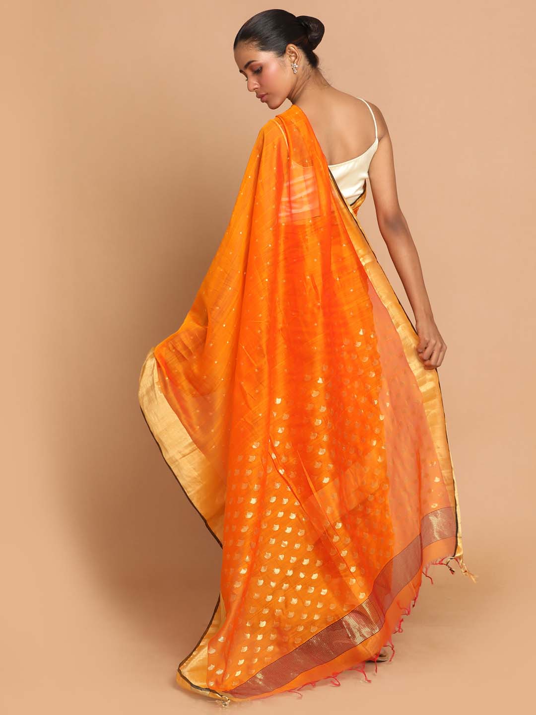 Indethnic Chanderi Handloom Silk Cotton Saree - View 3