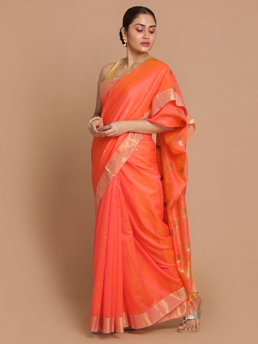 Indethnic Chanderi Handloom Silk Cotton Saree - View 2