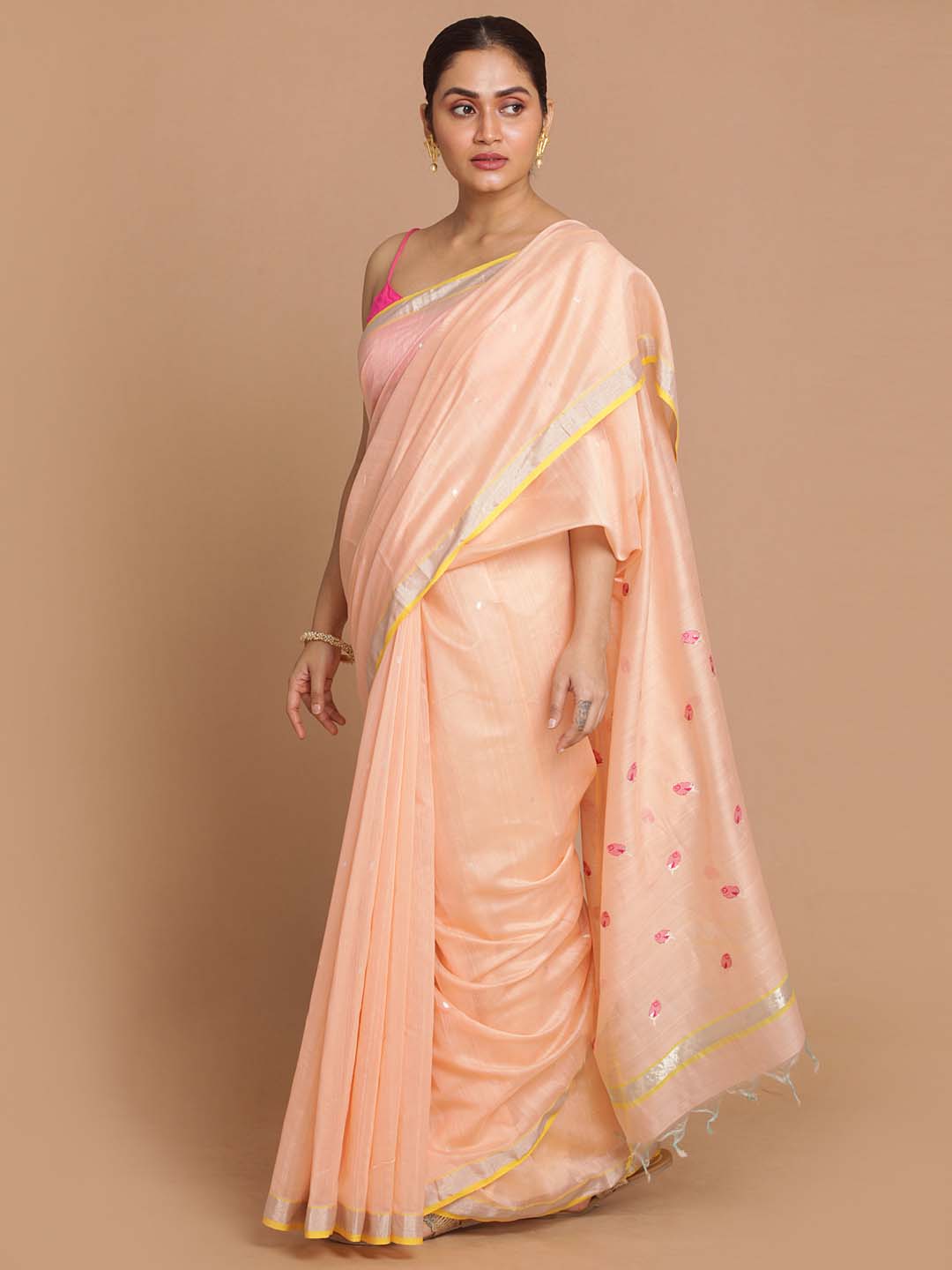 Indethnic Chanderi Handloom Silk Cotton Saree - View 2