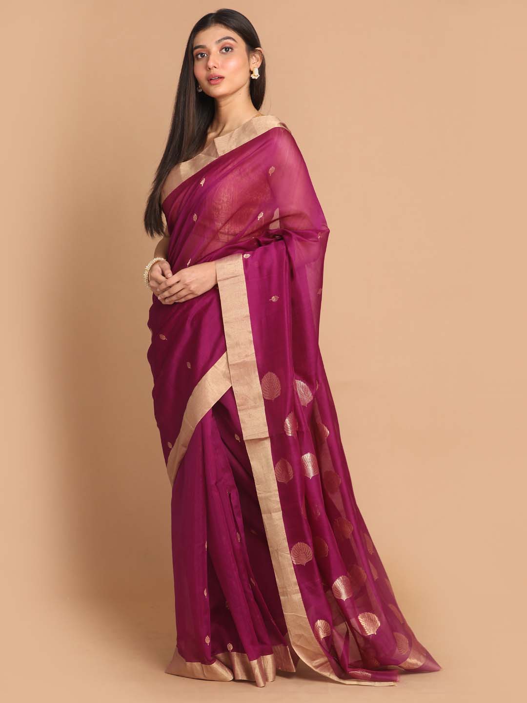 Indethnic Chanderi Handloom Silk Cotton Saree - View 2