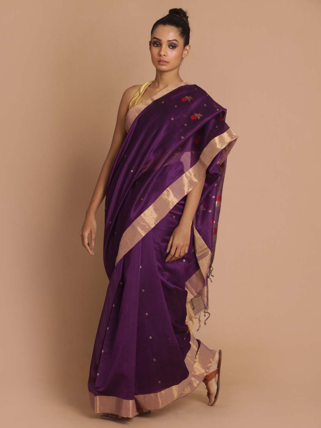 Indethnic Chanderi Handloom Silk Cotton Saree - View 2