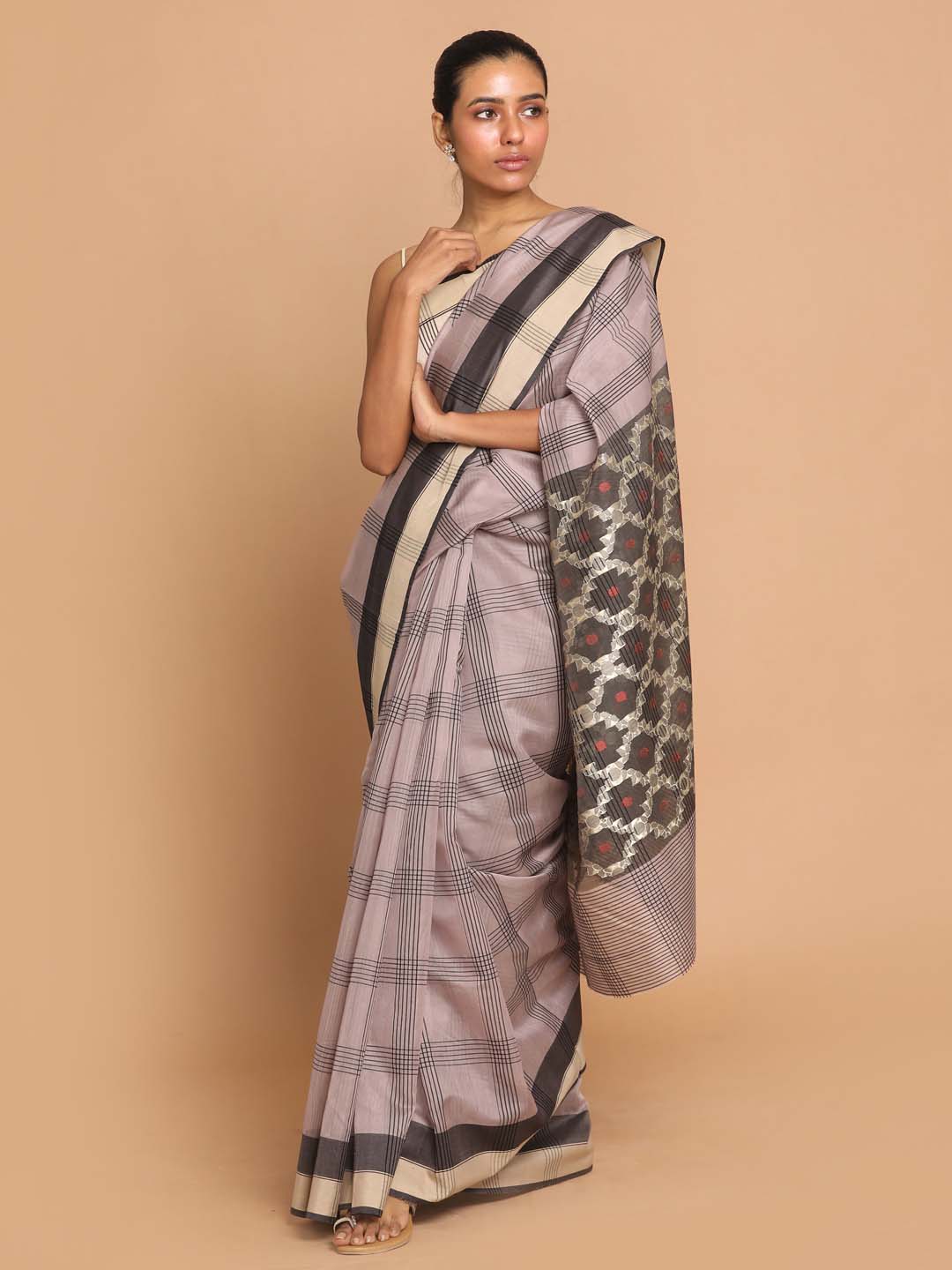 Indethnic Chanderi Handloom Silk Cotton Saree - View 1