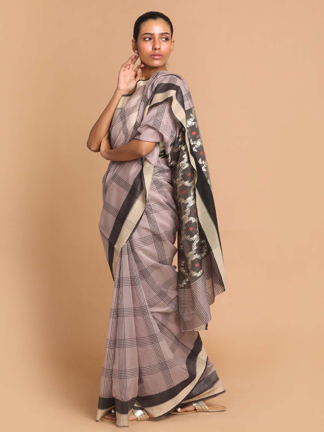 Indethnic Chanderi Handloom Silk Cotton Saree - View 2