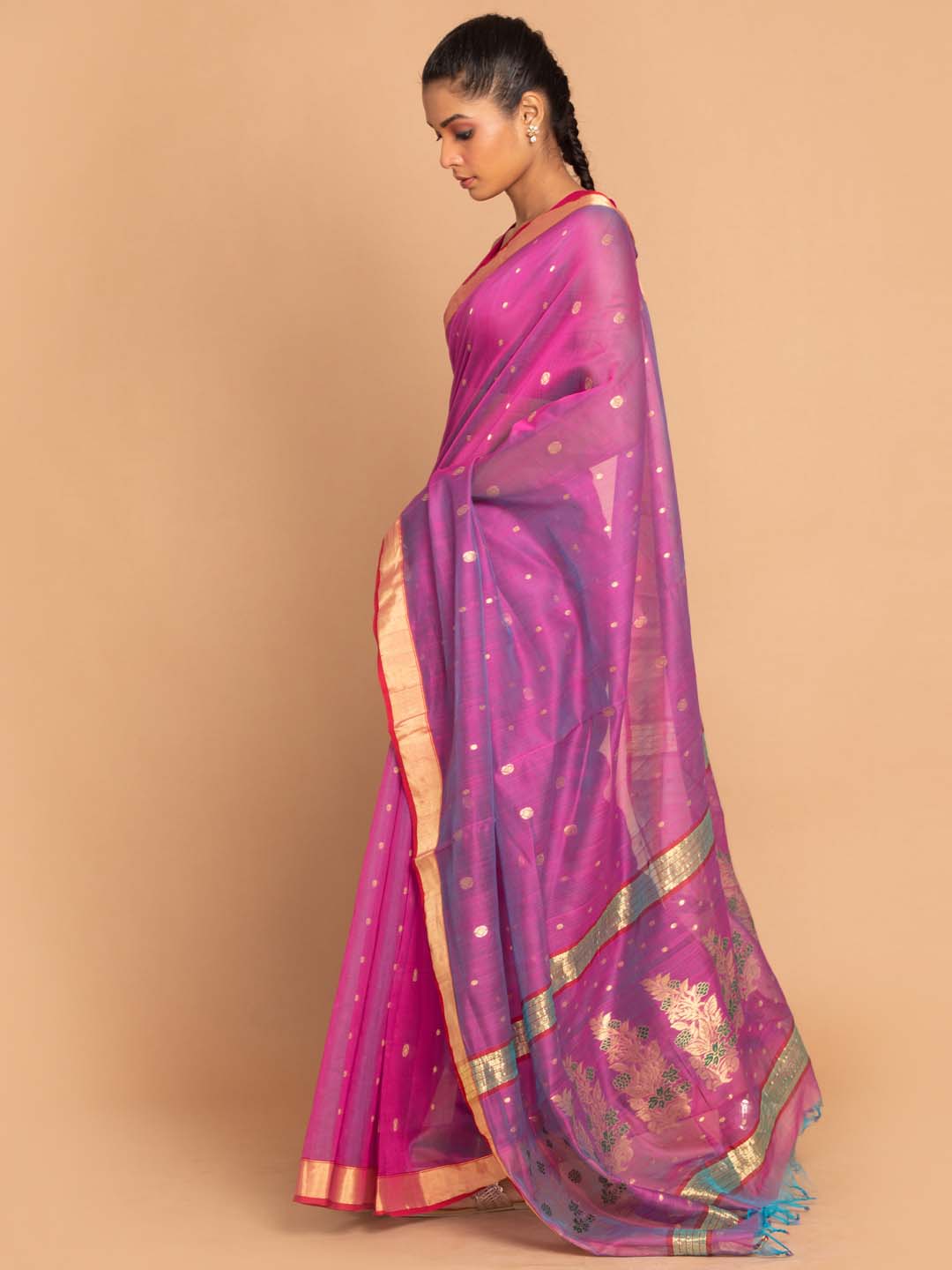 Indethnic Chanderi Handloom Silk Cotton Saree - View 2