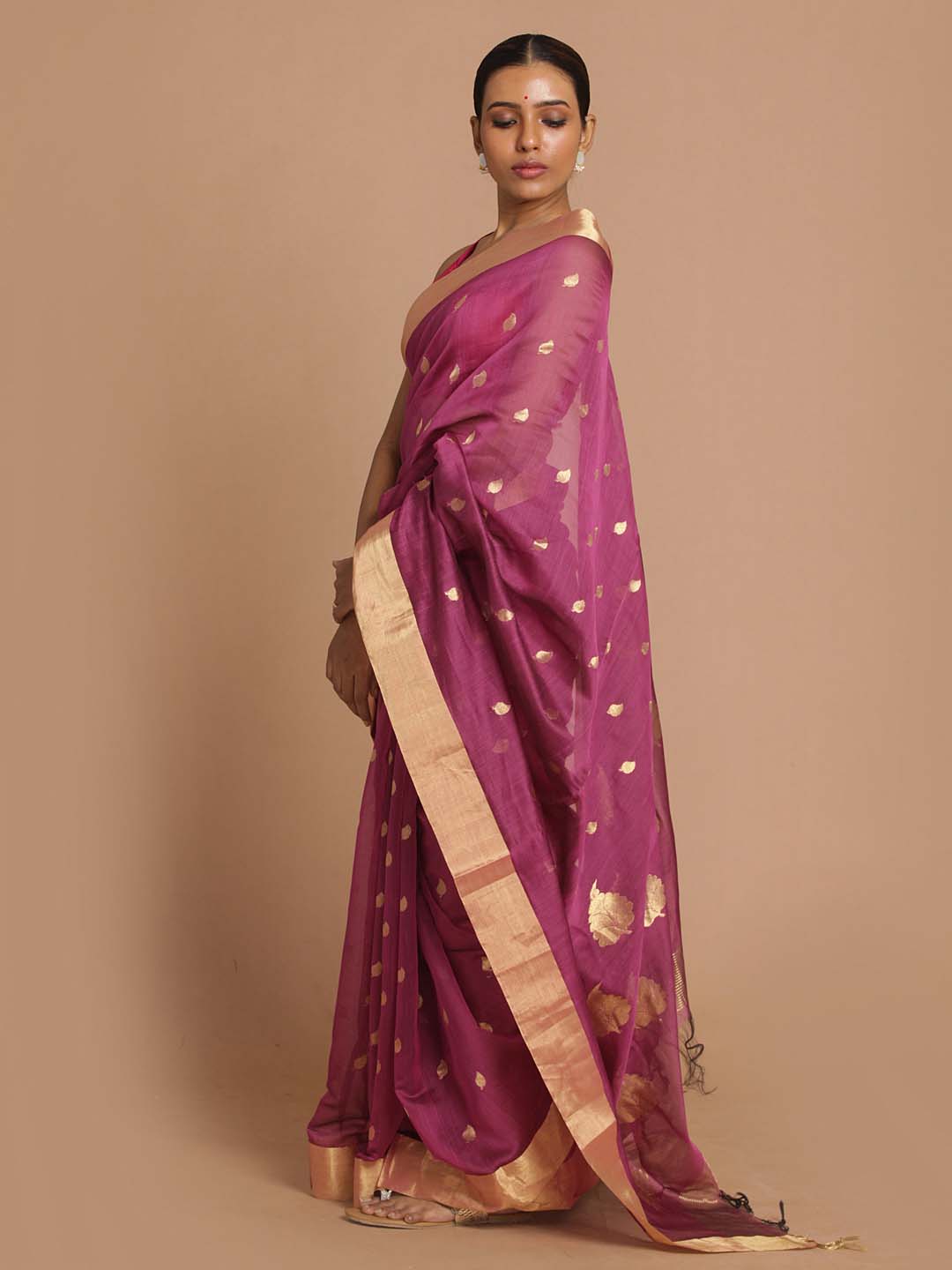 Indethnic Chanderi Handloom Silk Cotton Saree - View 2