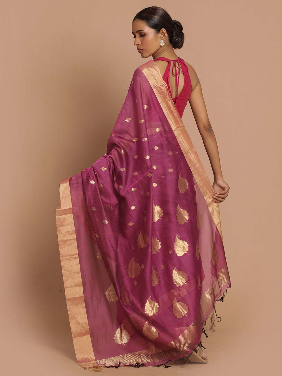 Indethnic Chanderi Handloom Silk Cotton Saree - View 3