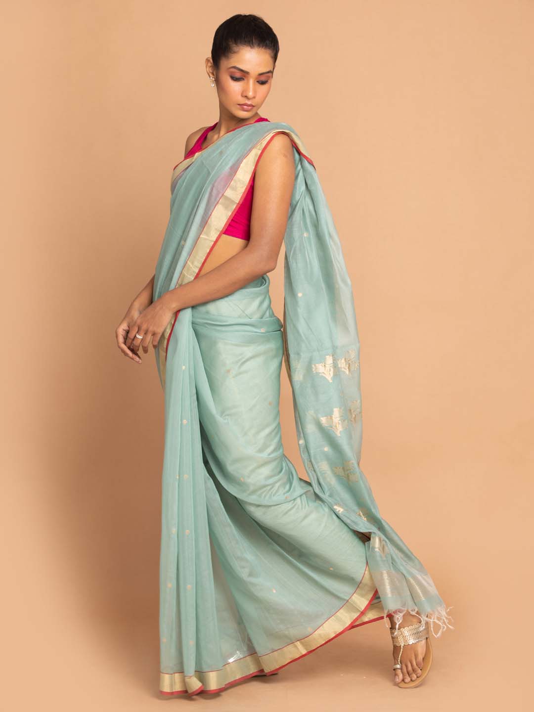 Indethnic Chanderi Handloom Silk Cotton Saree - View 2