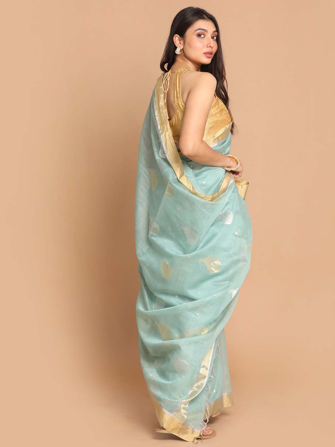 Indethnic Chanderi Handloom Silk Cotton Saree - View 3