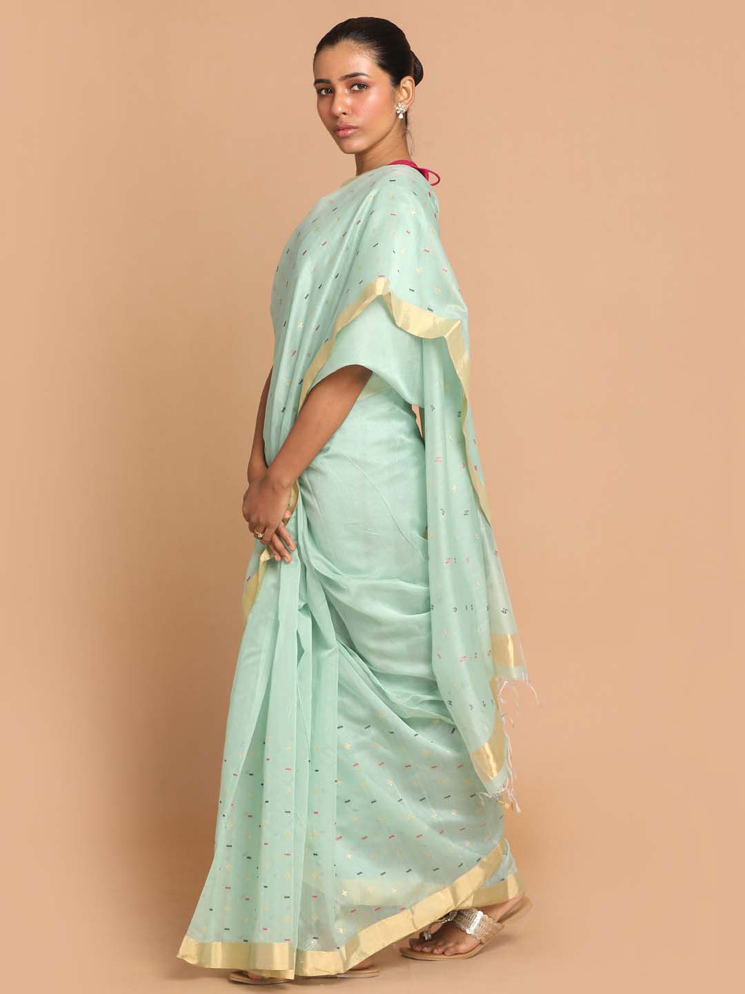 Indethnic Chanderi Handloom Silk Cotton Saree - View 2