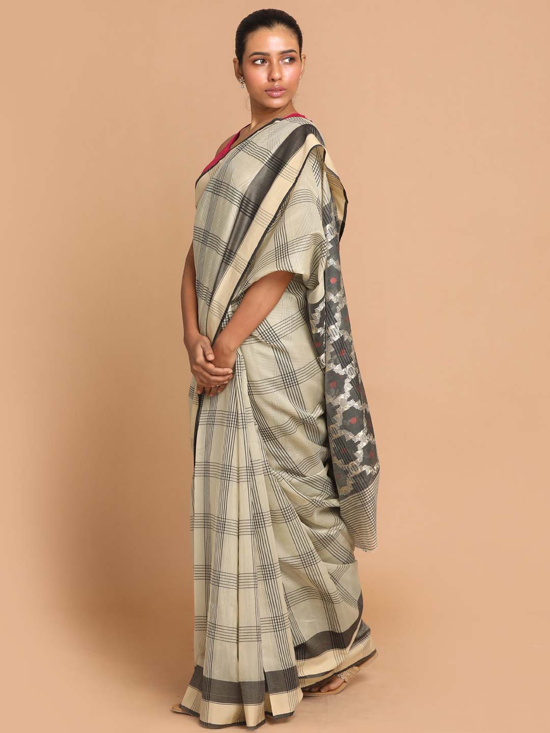 Indethnic Chanderi Handloom Silk Cotton Saree - View 2