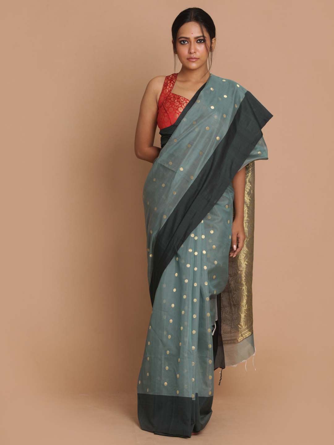 Indethnic Chanderi Handloom Silk Cotton Saree - View 1