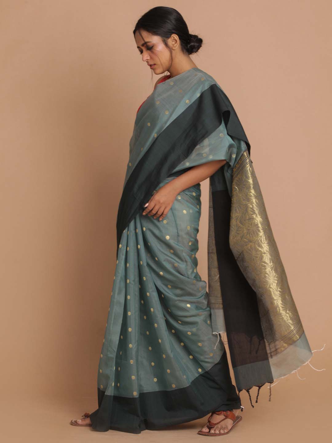 Indethnic Chanderi Handloom Silk Cotton Saree - View 2