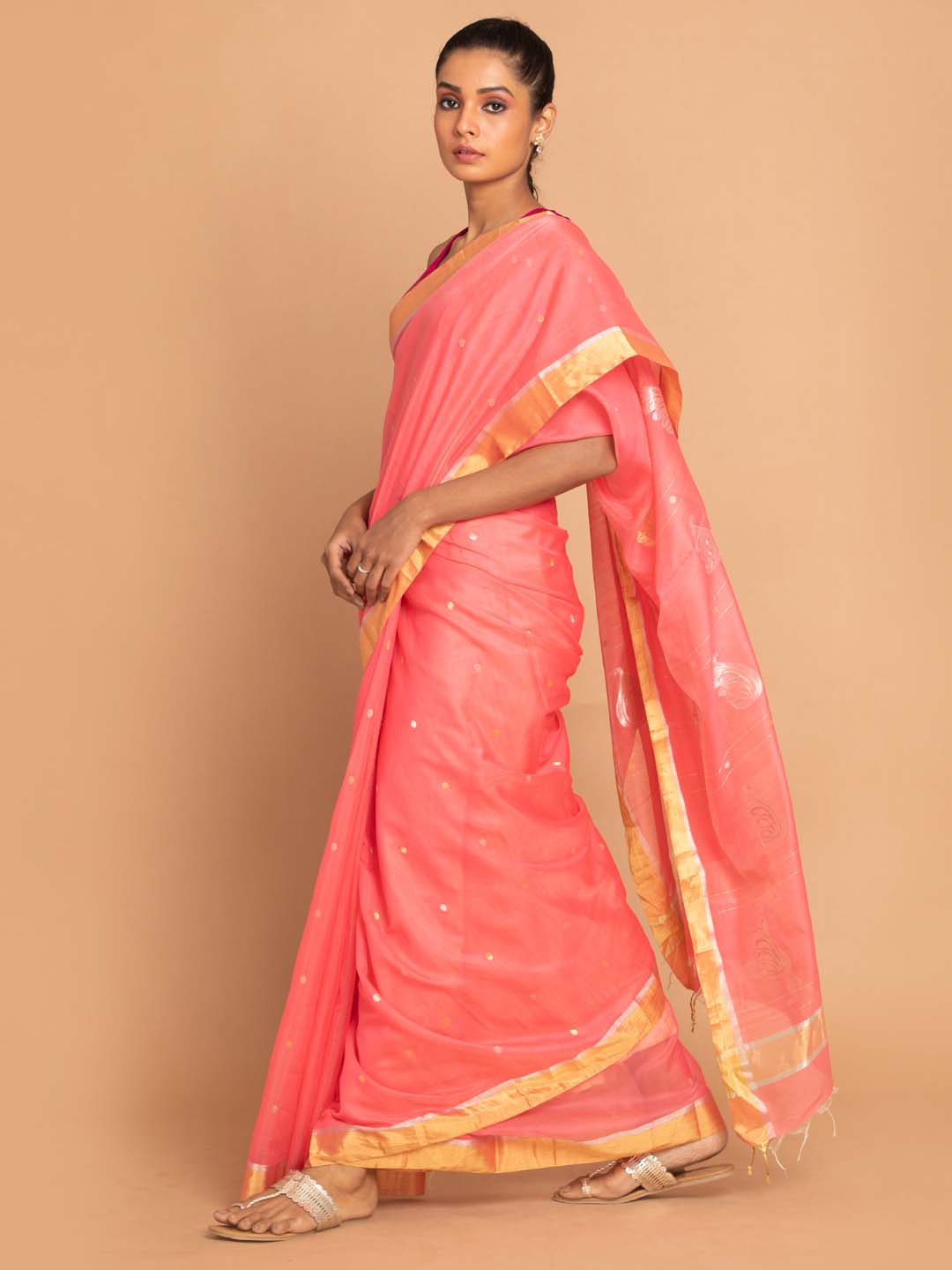 Indethnic Chanderi Handloom Silk Cotton Saree - View 2