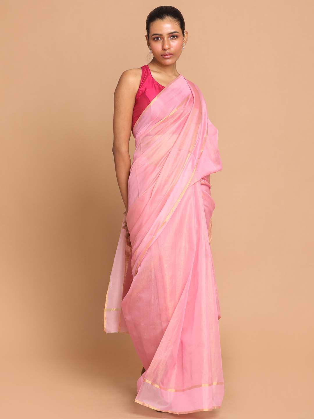 Indethnic Chanderi Handloom Silk Cotton Saree - View 1