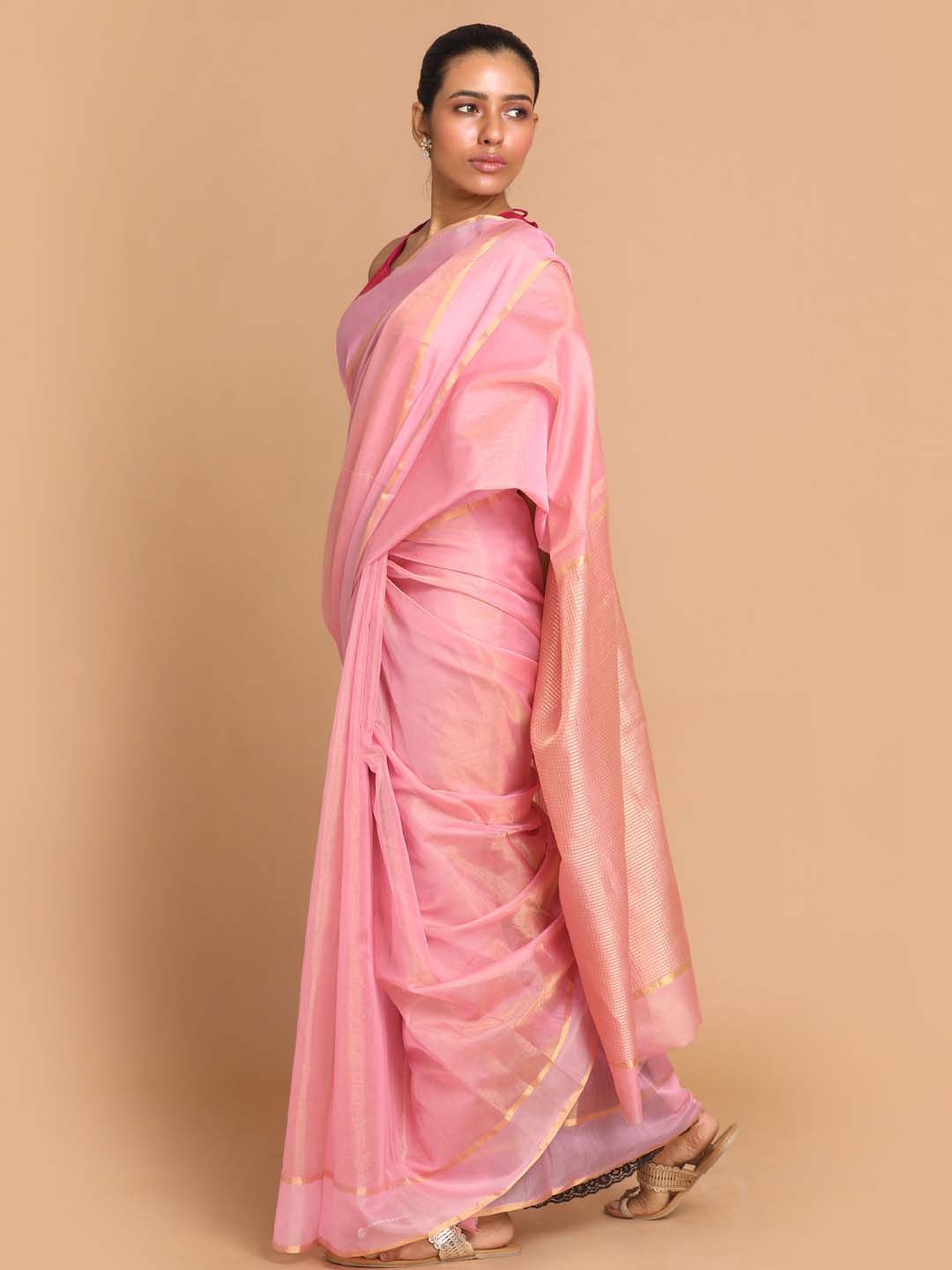 Indethnic Chanderi Handloom Silk Cotton Saree - View 2