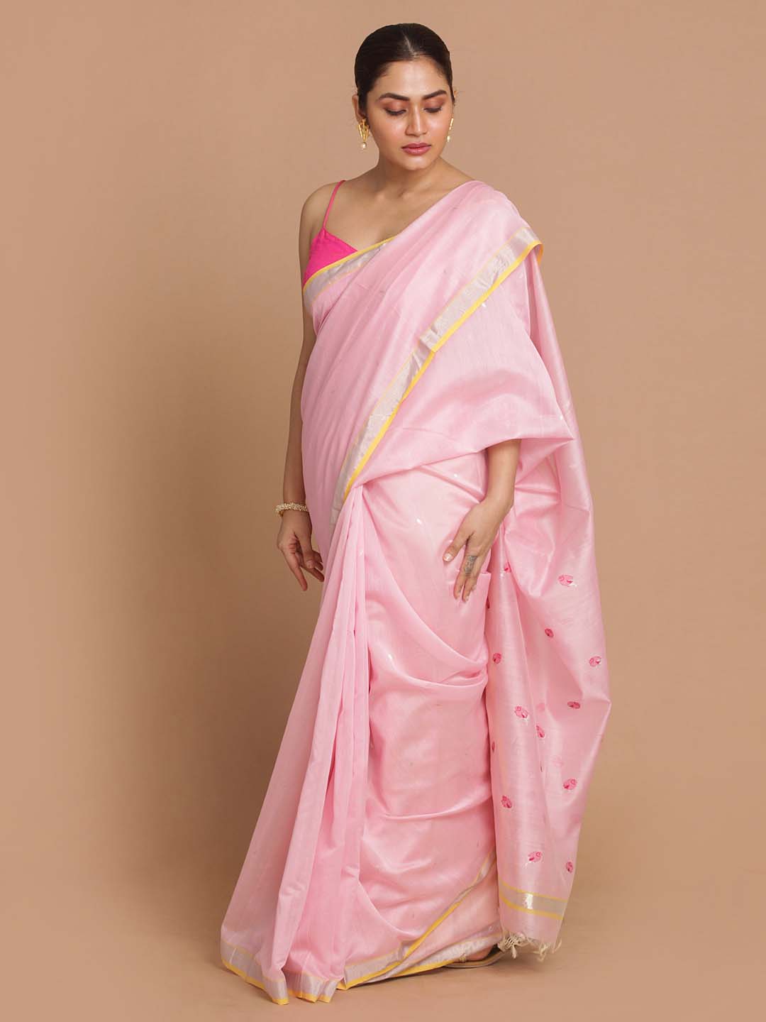 Indethnic Chanderi Handloom Silk Cotton Saree - View 2