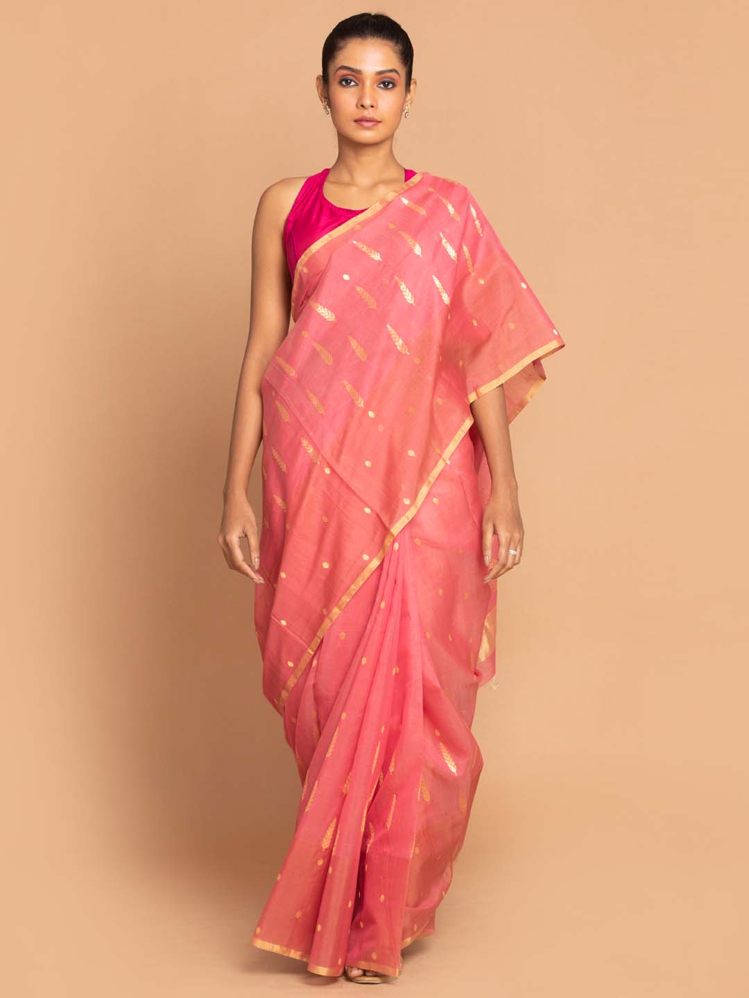 Indethnic Chanderi Handloom Silk Cotton Saree - View 1