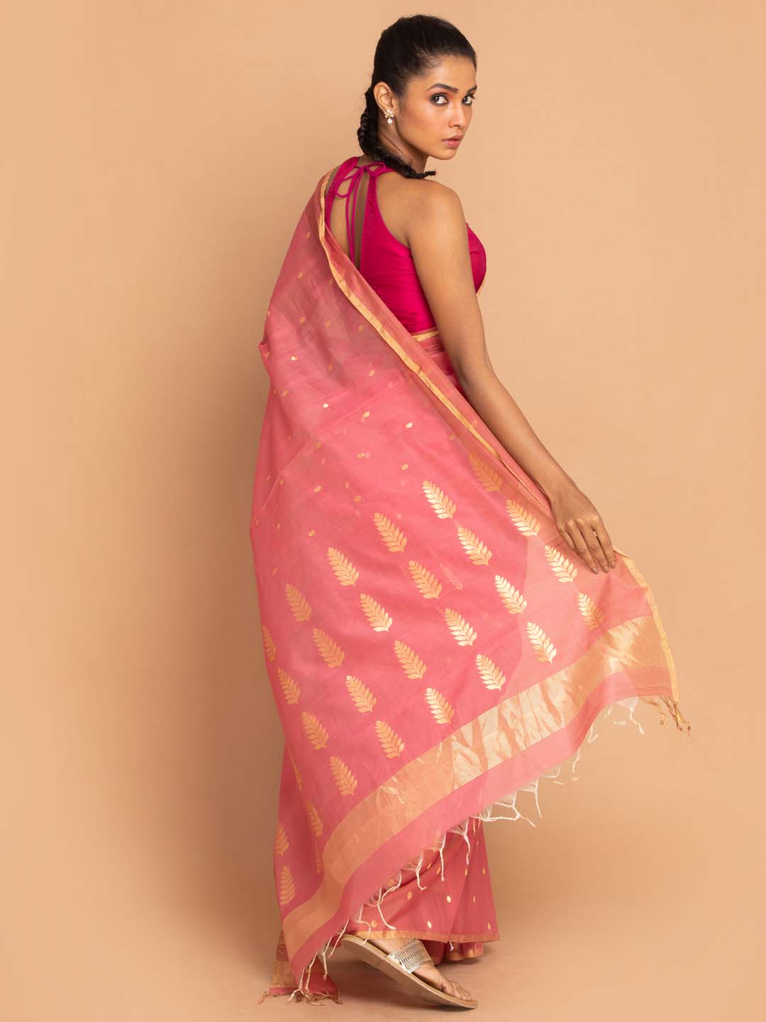 Indethnic Chanderi Handloom Silk Cotton Saree - View 3